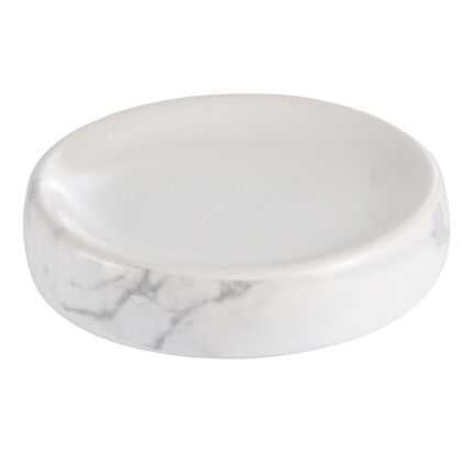 Porte Savon en Céramique "Marbre" 11cm Blanc