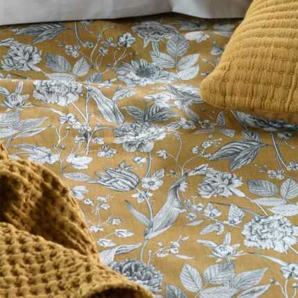 Housse de couette Percale "Jacinthe" 260x240cm Moutarde