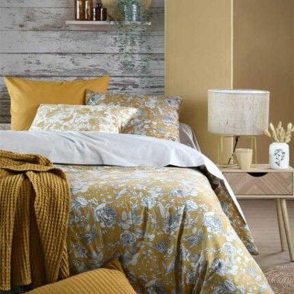 Housse de couette Percale "Jacinthe" 260x240cm Moutarde