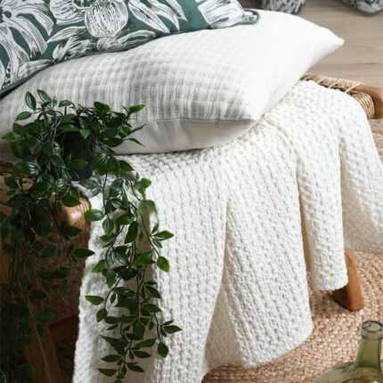 Plaid Déco Coton "Anouk" 130x160cm Naturel