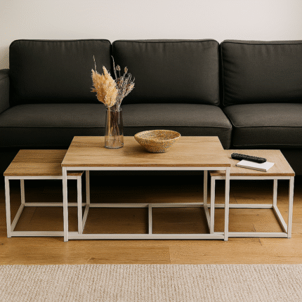Lot de 3 Tables Basses "Casa Blanca" 100cm Blanc