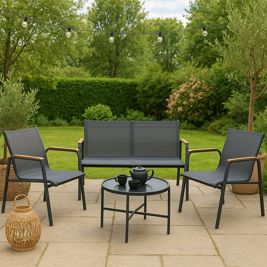 Salon de Jardin 4 Places "Biarritz" 120cm Gris
