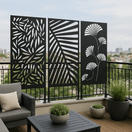 Panneau Décoratif en Métal "Claustra" 120cm Noir