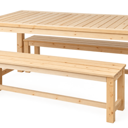 Ensemble Table & 2 Bancs "Formentera" 150cm Naturel