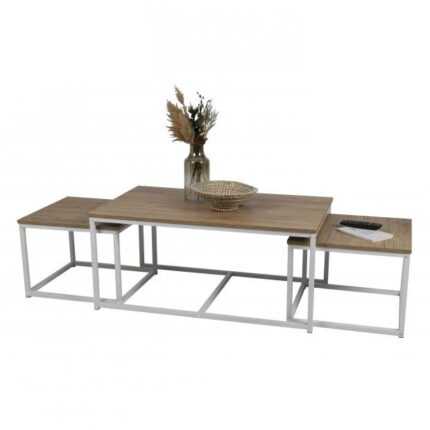 Lot de 3 Tables Basses "Casa Blanca" 100cm Blanc