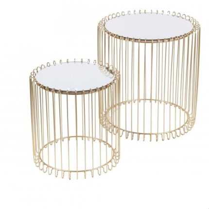 Lot de 2 Tables Basses "Boudoir chic" 70cm Doré