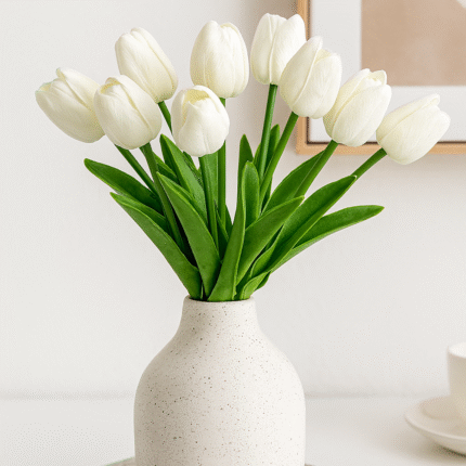 Bouquet Artificielles "10 Tulipes" 35cm blanches