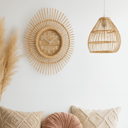 Horloge Ovale Rotin "Cachemire" 60cm Naturelle