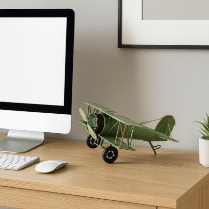 Déco à Poser en Métal "Avion" 22cm Vert