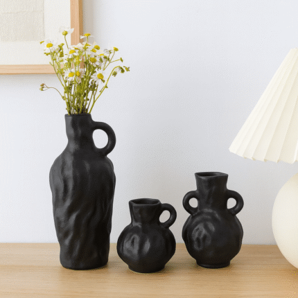 Lot de 3 Vases "Calebasse" 25cm Noir