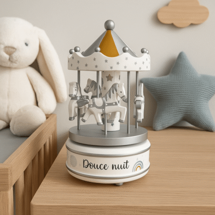 Boite Musical "Carrousel" 20cm Argent