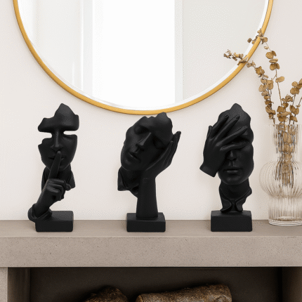 Lot de 3 sculptures "visages abstraits" 18cm