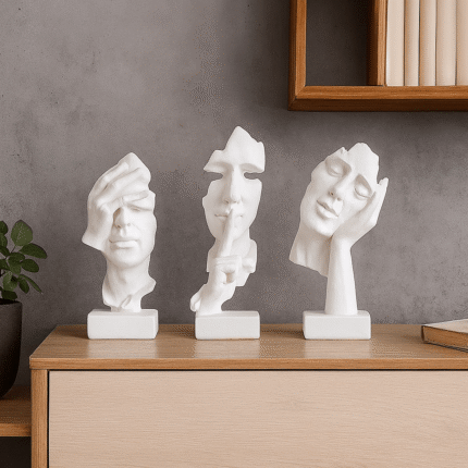 Lot de 3 sculptures "visages abstraits" 18cm