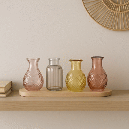 Lot de 4 Vases en Verre "Pastel" 30cm Transparent