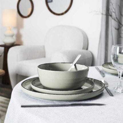 Service de Table 12 Pièces "Grès du Temps" 27cm Vert