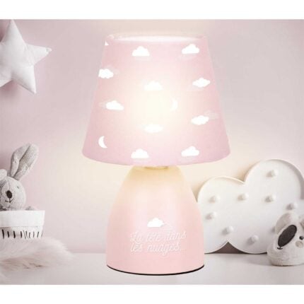 Lampe De Chevet Enfant "Nuages" 20cm Rose