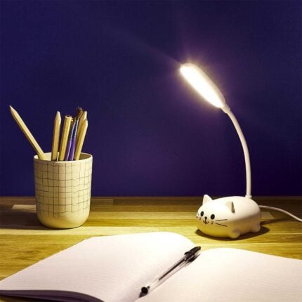 Veilleuse Enfant à LED "Chat" 22cm Blanc