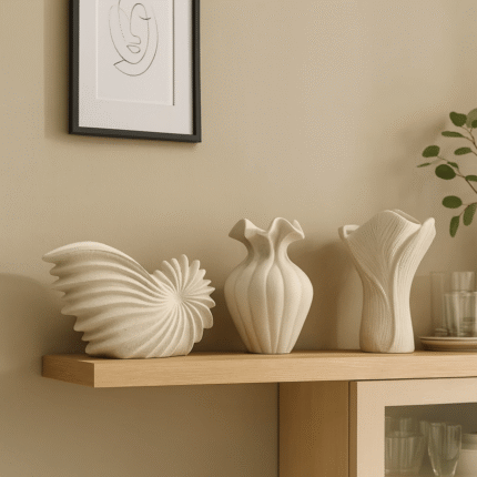 Lot de 3 Vases "Escargot" 15cm Beige