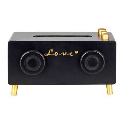 Boîte à Mouchoirs "Radio" 25cm Noir et Doré