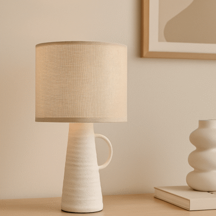 Lampe à Poser "Abisko" 30cm Blanche & Beige