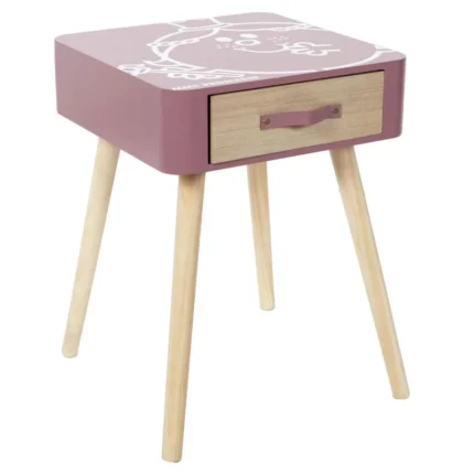 Table de Chevet Enfant "Mme Princesse" 48cm Rose