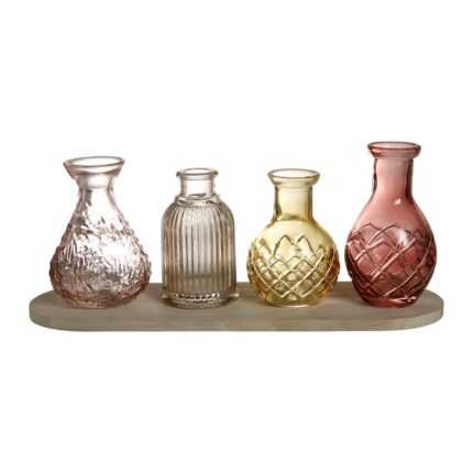 Lot de 4 Vases en Verre "Pastel" 30cm Transparent