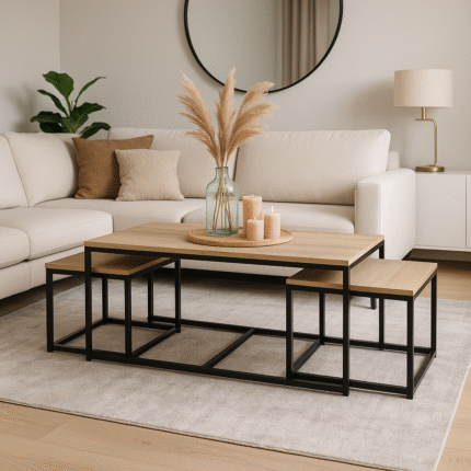 Lot de 3 Tables Basses "Casa Blanca" 100cm Noir