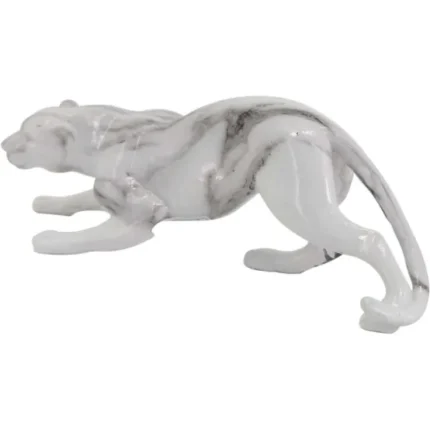 Statuette Déco en Résine "Panthère" 30cm Blanc