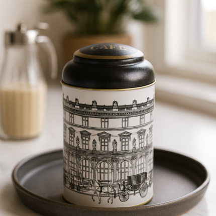 Boîte à Café Effet Vieilli "Versailles" 16cm Noir