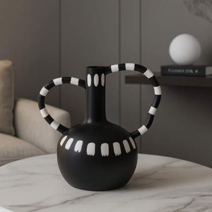 Vase Design "Aya" 28cm Noir & Blanc