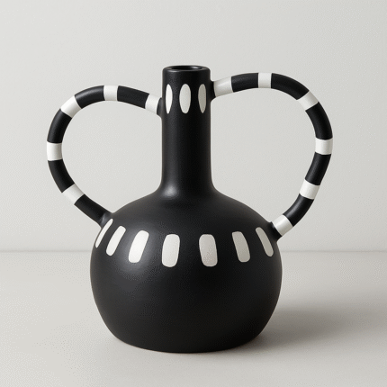Vase Design "Aya" 28cm Noir & Blanc