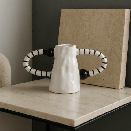 Vase Design "Ahou" 30cm Blanc & Noir
