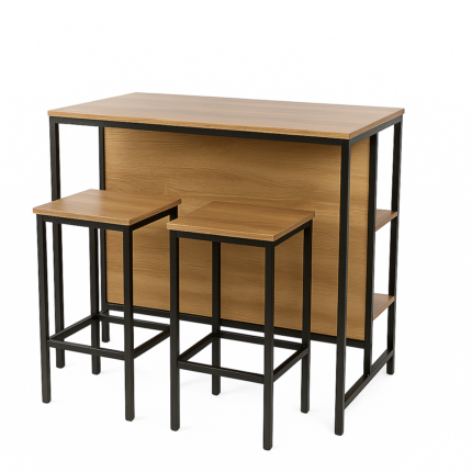 Table Haute 2 étagères & 2 tabourets 100cm