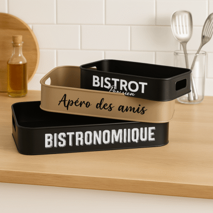 Lot de 3 Plateaux en Métal "Bistrot" 50cm Noir
