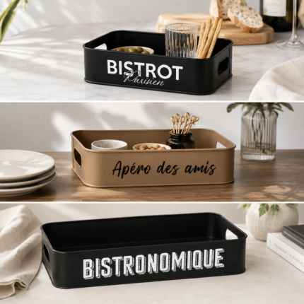 Lot de 3 Plateaux en Métal "Bistrot" 50cm Noir