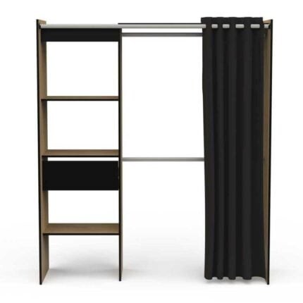 Dressing 1 Tiroir Avec Rideau "Chicago" 190cm Chêne & Noir