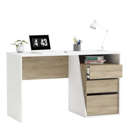 Bureau Design "Jefferson" 130cm Chêne & Blanc