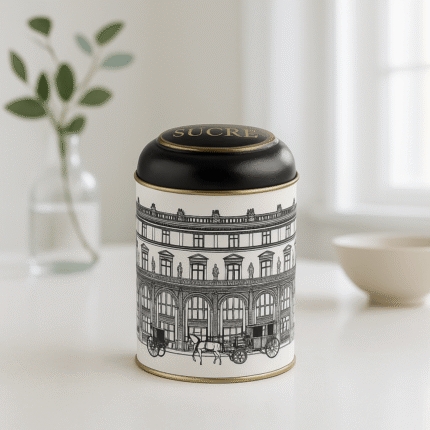 Boîte à Sucre Effet Vieilli "Versailles" 15cm Noir