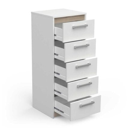 Commode 5 Tiroirs "Watson" 108cm Blanc Mat