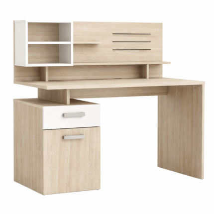 Bureau fonctionnel "Malice" 125cm Chêne & blanc mat