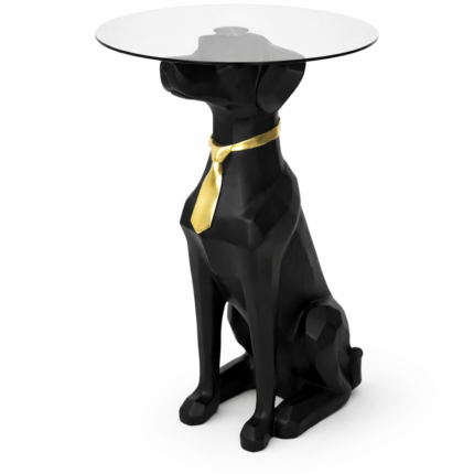 Table d'Appoint Déco "As De Chien" 66cm Noir & Or