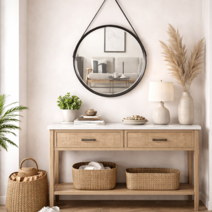 Miroir Rond Design "Barbier" 40cm Noir