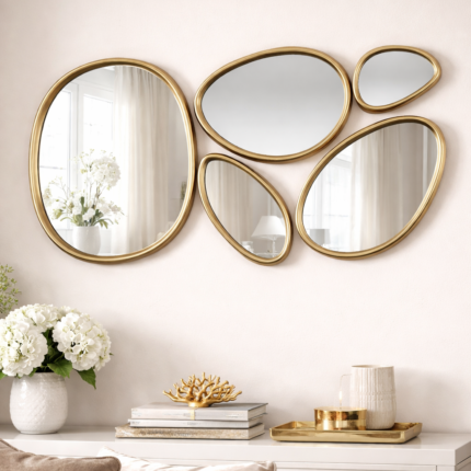 Lot de 5 Miroirs Organique "Marty" 85cm Doré