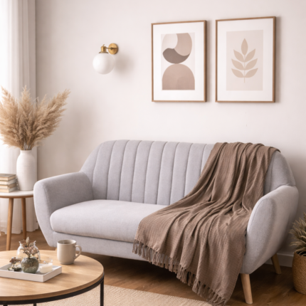 Jeté de Canapé "Gaufré" 130x160cm Taupe