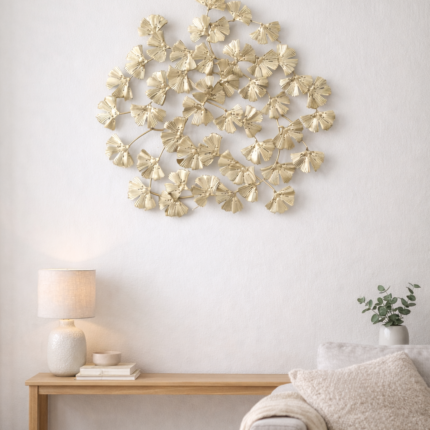 Décoration Murale en Métal "Fleuries" 50cm Or