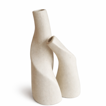 Lot de 2 Vases Céramique "Bloom" 20cm Crème