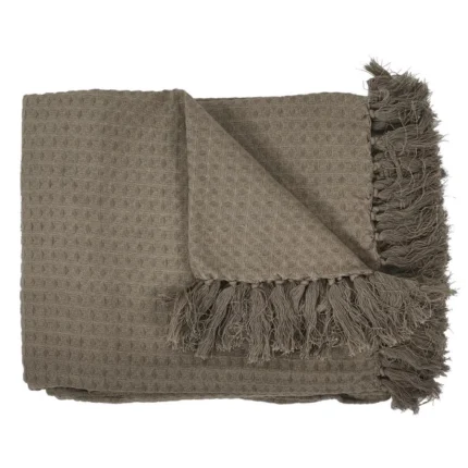 Jeté de Canapé "Gaufré" 130x160cm Taupe