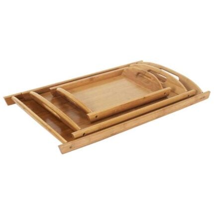 Lot de 3 Plateaux de Service "Bambou" 52cm Beige