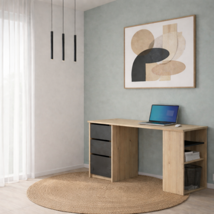 Bureau Bicolore "Tania" 115cm Chêne & Noir