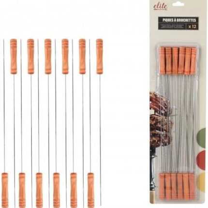 Lot de 12 Piques à Brochettes "Nebka" 40cm Argent